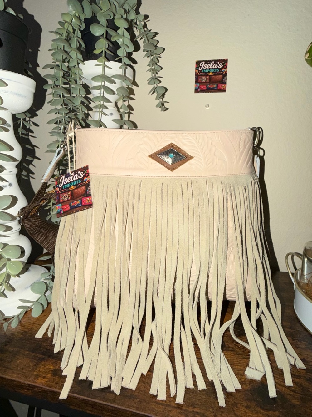 Fringed Crossbody Bag in Light Beige - Stylish Women’s Shoulder Bag